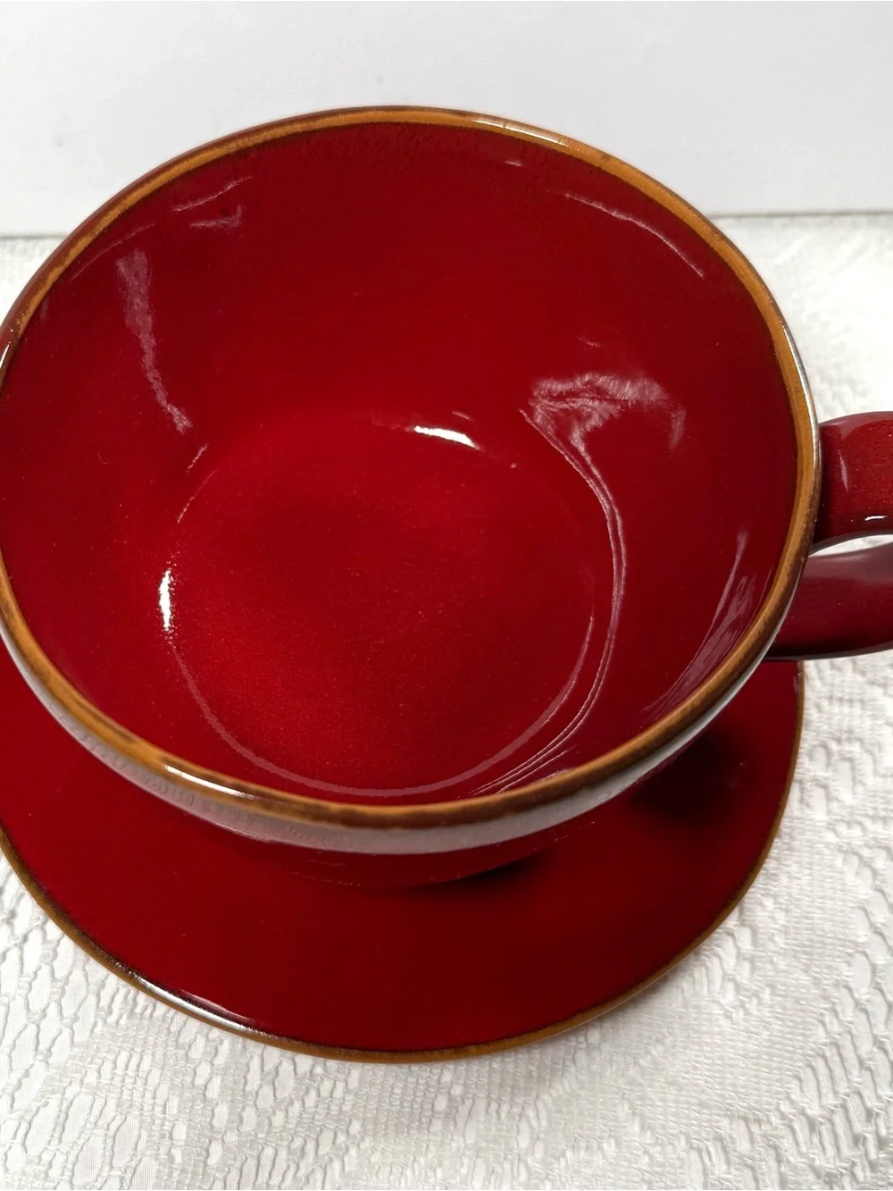 Carmen Broccato collection by Crate&Barrel Red Jumbo Mug & Plate